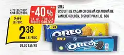 Mega Image Oreo biscuiti de cacao cu cremă cu aromă de vanilie/golden, biscuiti vanilie Ofertă