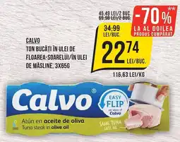 Mega Image Calvo Ton bucăți în ulei de floarea-soarelui/în ulei de măsline Ofertă