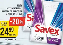 Mega Image Savex detergent pudră, whites & colors/color & care Ofertă