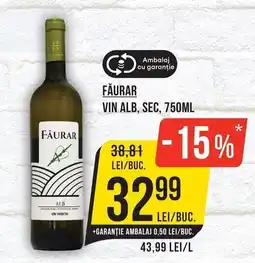 Mega Image Făurar vin alb, sec Ofertă