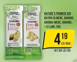 Mega Image Nature's Promise Bio Baton cu mere, banane, aronia/mer, banane Ofertă