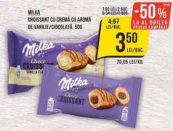 Milka croissant cu cremă cu aromă de vanilie/cioccolată