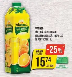 Mega Image Pfanner bautura racitoare necarbozaoasa, 100% suc de portocale Ofertă