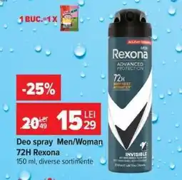Carrefour Deo spray Men/Woman 72H Rexona Ofertă