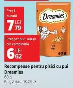 Carrefour Recompense pentru pisici, cu pui, Dreamies Ofertă
