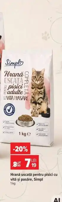 Carrefour Hrană uscată pentru pisici, cu vită și pasăre, Simpl Ofertă