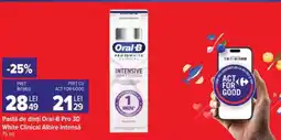 Carrefour Pastă de dinți Oral-B Pro 3D White Clinical albire Intensă Ofertă