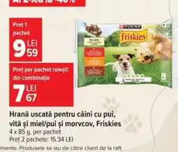 Carrefour Hrană uscată pentru câini cu pui, vită și miel/pui și morcov, Friskies Ofertă