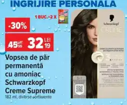 Carrefour Vopsea de păr permanentă cu amoniac Schwarzkopf Creme Supreme Ofertă