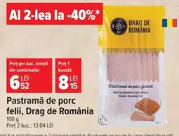 Carrefour Pastramă de porc felii, Drag de România Ofertă