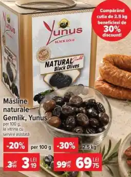 Carrefour Măsline naturale Gemlik Yunus Ofertă