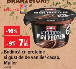 Carrefour Budincă cu proteine și gust de vanilie/cacao, Muller Ofertă