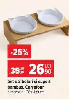 Carrefour Set x 2 boluri și suport bambus, Carrefour Ofertă
