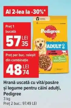 Carrefour Hrană uscată cu vită/pasăre și legume pentru câini adulți, Pedigree Ofertă