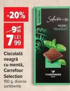 Carrefour Ciocolată neagră cu mentă Carrefour Selection Ofertă