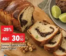 Carrefour Cozonac cu nucă, cacao, stafide și rahat Ofertă