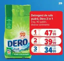 Carrefour Detergent de rufe pudră Dero 2 in 1 Ofertă