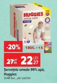 Carrefour Șervețele umede 99% apă, Huggies Ofertă