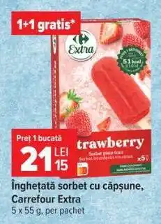 Carrefour Înghețată sorbet cu căpșune, Carrefour Extra Ofertă