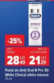 Carrefour Pastă de dinți Oral-B Pro 3D White Clinical albire Intensă Ofertă