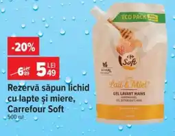 Carrefour Rezervă săpun lichid cu lapte și miere, Carrefour Soft Ofertă