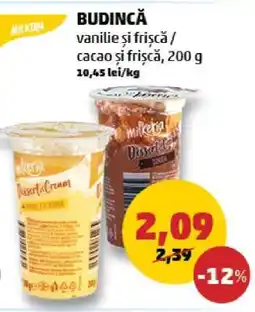 Penny BUDINCĂ vanilie și frișcă / cacao și frișcă, 200 g Ofertă