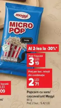 Carrefour Popcorn cu sare/cascaval/unt Mogyi Ofertă