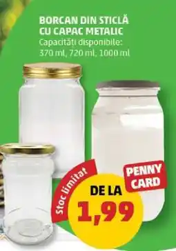 Penny Borcan din sticlă cu capac metalic Ofertă