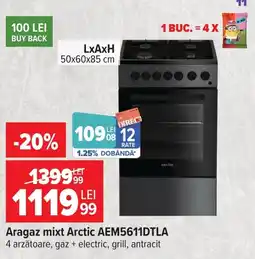 Carrefour Aragaz mixt Arctic AEM5611DTLA Ofertă