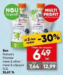 PROFI Suc Nature's Promise mere & afine / mere & căpșuni 0,2L Ofertă