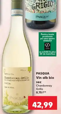 Kaufland Pasqua vin alb bio sec Ofertă