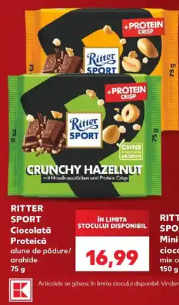 Kaufland Ritter Sport Ciocolată Proteică alune de pădure/arahide Ofertă
