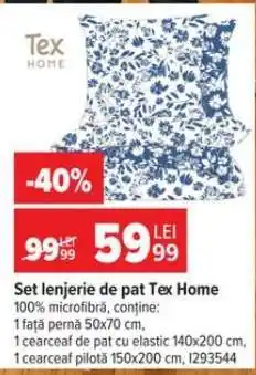 Carrefour Set lenjerie de pat TEX HOME Ofertă