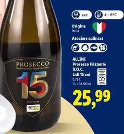 Lidl ALLINI Prosecco Frizzante D.O.C Ofertă