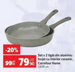 Carrefour Set x 2 tigăi din aluminiu forjat cu interior ceramic, Carrefour Home Ofertă