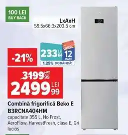 Carrefour Combină frigorifică Beko E B3RCNA404HM Ofertă