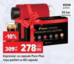 Carrefour Espressor cu capsule Pure Plus roșu pachet cu 60 capsule Ofertă
