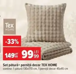 Carrefour Set pătură+ perniță decor TEX HOME Ofertă