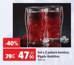 Carrefour Set x 2 pahare termice, Ripple Ambition Ofertă