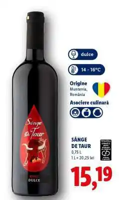 Lidl SÂNGE DE TAUR Ofertă
