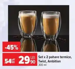 Carrefour Set x 2 pahare termice, Twist, Ambition Ofertă