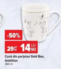 Carrefour Cană din porțelan Gold Bee, Ambition Ofertă