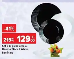 Carrefour Set x 18 piese veselă, Harena Black & White, Luminarc Ofertă