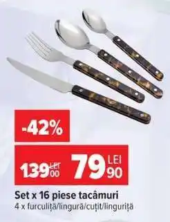 Carrefour Set x 16 piese tacâmuri Ofertă