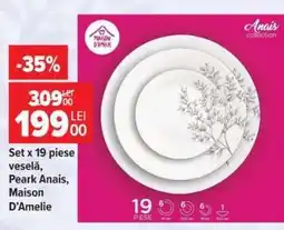 Carrefour Set x 19 piese veselă, Peark Anais, Maison D’Amelie Ofertă
