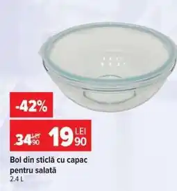 Carrefour Bol din sticlă cu capac pentru salată Ofertă
