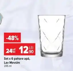Carrefour Set x 6 pahare apă, Lav Mevsim Ofertă