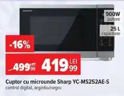Carrefour Cuptor cu microunde Sharp YC-MS252AE-S Ofertă