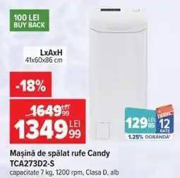 Carrefour Mașină de spălat rufe Candy TCA273D2-S Ofertă