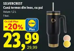 Lidl Silvercrest cană termos din inox, cu pai Ofertă